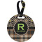 Moroccan Mosaic & Plaid Personalized Round Luggage Tag
