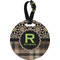 Moroccan Mosaic & Plaid Plastic Luggage Tag - Round (Personalized)