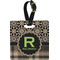 Moroccan Mosaic & Plaid Plastic Luggage Tag - Square w/ Name and Initial