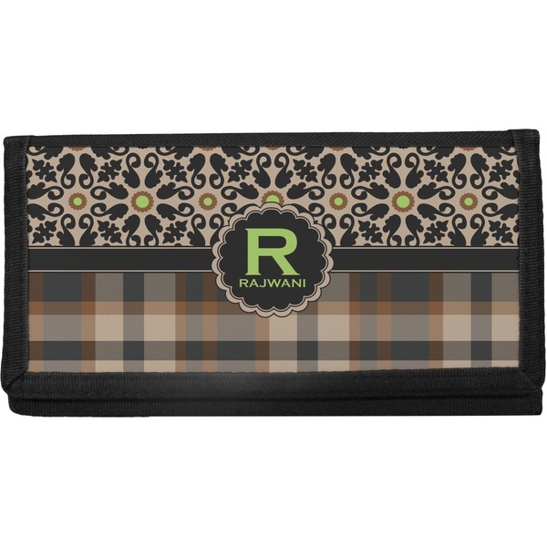 Custom Moroccan Mosaic & Plaid Canvas Checkbook Cover (Personalized)