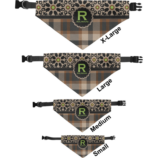 Moroccan Mosaic & Plaid Pet Bandana Sizes