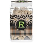 Moroccan Mosaic & Plaid Dog Treat Jar (Personalized)