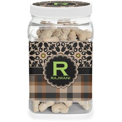 Moroccan Mosaic & Plaid Dog Treat Jar (Personalized)