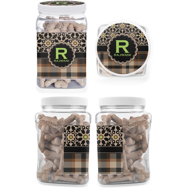 Moroccan Mosaic & Plaid Pet Treat Jar - Multiple Angles