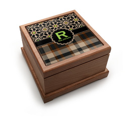 Moroccan Mosaic & Plaid Pet Urn w/ Name and Initial