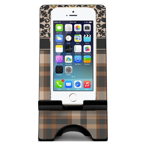 Moroccan Mosaic & Plaid Phone Stand w/ Phone