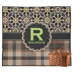 Moroccan Mosaic & Plaid Outdoor Picnic Blanket (Personalized)