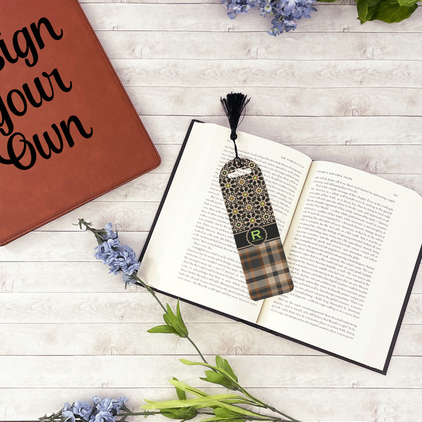 Moroccan Mosaic & Plaid Plastic Bookmarks - In Context