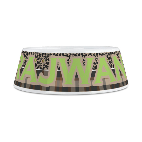 Moroccan Mosaic & Plaid Plastic Dog Bowls - Medium - FRONT