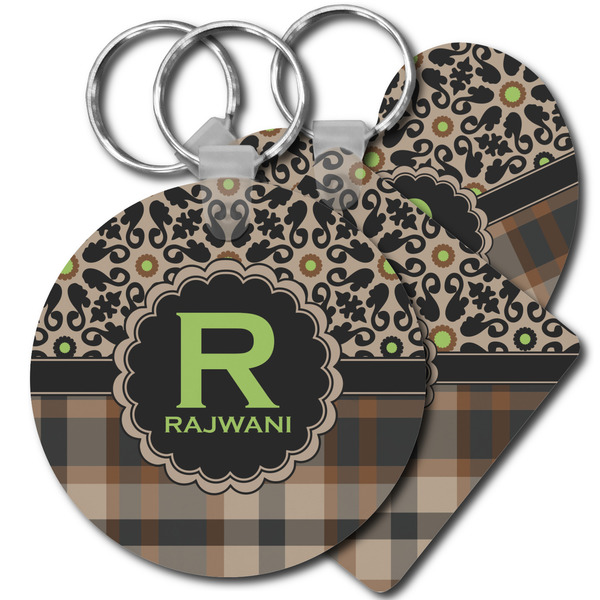 Custom Moroccan Mosaic & Plaid Plastic Keychain (Personalized)