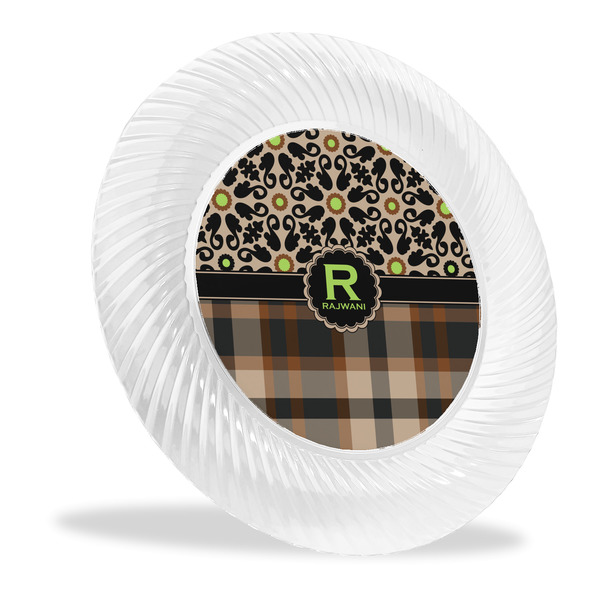 Custom Moroccan Mosaic & Plaid Plastic Party Dinner Plates - 10" (Personalized)
