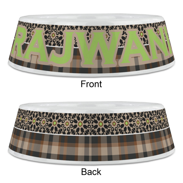 Moroccan Mosaic & Plaid Plastic Pet Bowls - Large - APPROVAL
