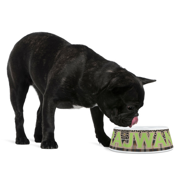 Moroccan Mosaic & Plaid Plastic Pet Bowls - Medium - LIFESTYLE