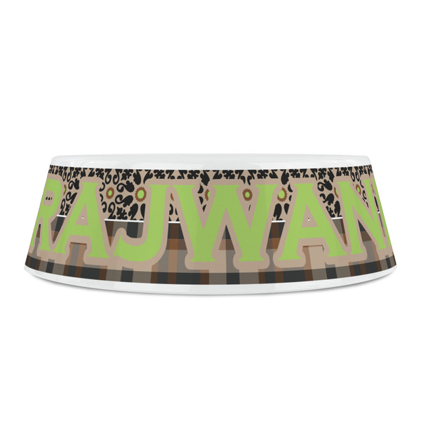 Moroccan Mosaic & Plaid Plastic Pet Bowls - Small - FRONT