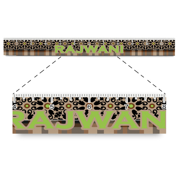 Custom Moroccan Mosaic & Plaid Plastic Ruler - 12" (Personalized)