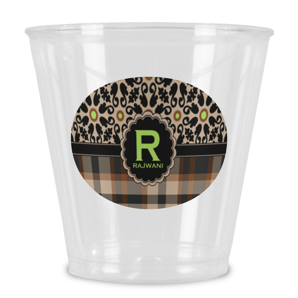 Custom Moroccan Mosaic & Plaid Plastic Shot Glass (Personalized)