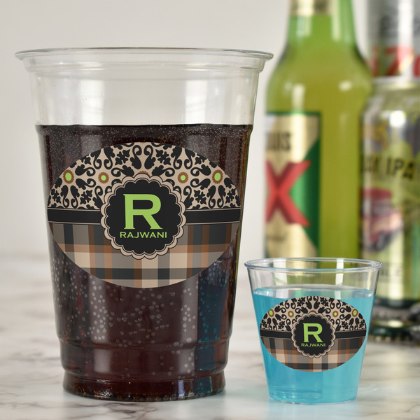 Moroccan Mosaic & Plaid Plastic Shot Glasses - In Context