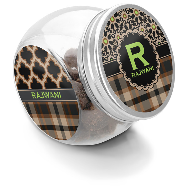 Custom Moroccan Mosaic & Plaid Puppy Treat Jar (Personalized)