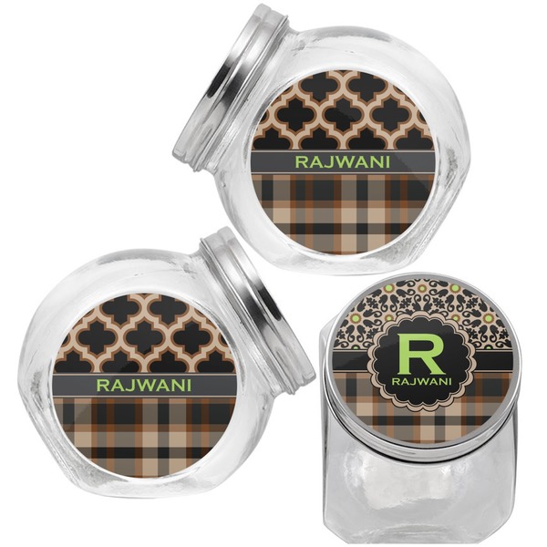 Moroccan Mosaic & Plaid Puppy Treat Jar - Top Left Right