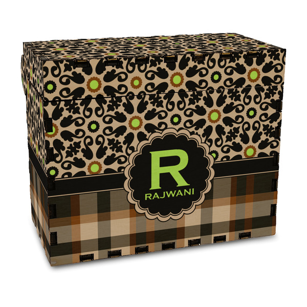 Custom Moroccan Mosaic & Plaid Wood Recipe Box - Full Color Print (Personalized)