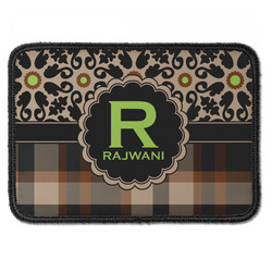 Moroccan Mosaic & Plaid Iron On Rectangle Patch w/ Name and Initial
