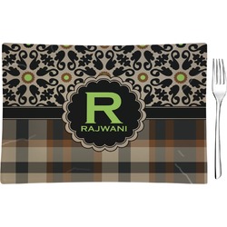 Moroccan Mosaic & Plaid Rectangular Glass Appetizer / Dessert Plate - Single or Set (Personalized)