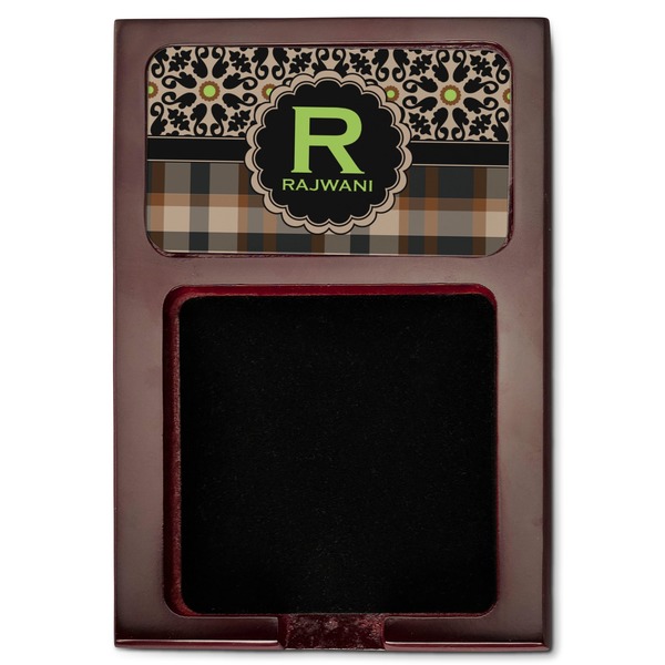 Moroccan Mosaic & Plaid Red Mahogany Sticky Note Holder - Flat