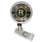 Moroccan Mosaic & Plaid Retractable Badge Reel (Personalized)