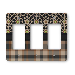 Moroccan Mosaic & Plaid Rocker Style Light Switch Cover - Three Switch