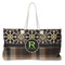 Moroccan Mosaic & Plaid Large Rope Tote Bag - Front View