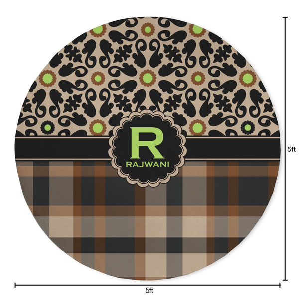 Moroccan Mosaic & Plaid Round Area Rug - Size