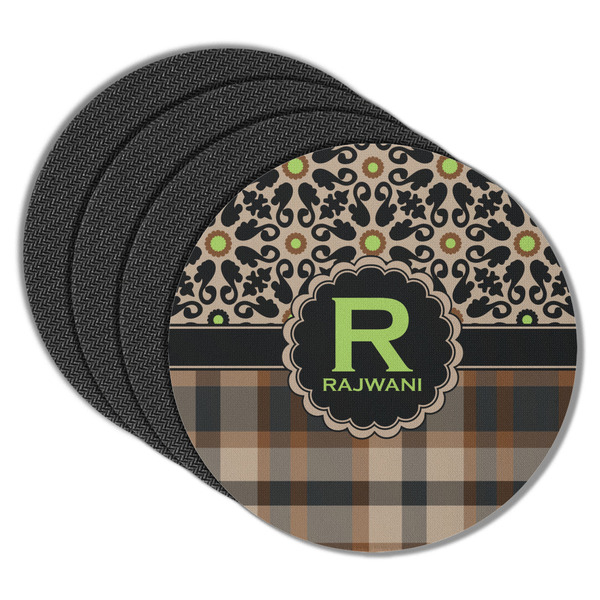 Moroccan Mosaic & Plaid Round Coaster Rubber Back - Main