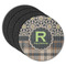 Moroccan Mosaic & Plaid Round Rubber Backed Coasters - Set of 4 (Personalized)