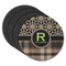 Moroccan Mosaic & Plaid Round Rubber Backed Coasters - Set of 4 (Personalized)