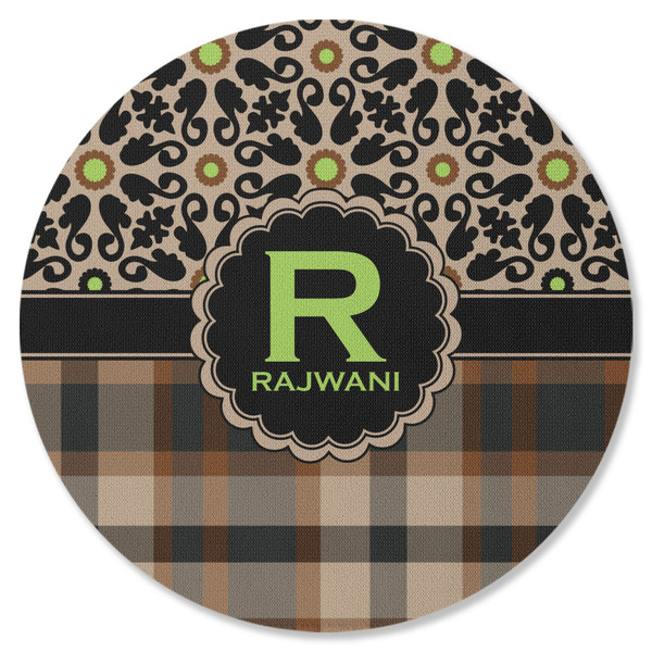Moroccan Mosaic & Plaid Round Coaster Rubber Back - Single