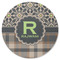 Moroccan Mosaic & Plaid Round Rubber Backed Coaster (Personalized)