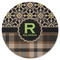 Moroccan Mosaic & Plaid Round Rubber Backed Coaster (Personalized)