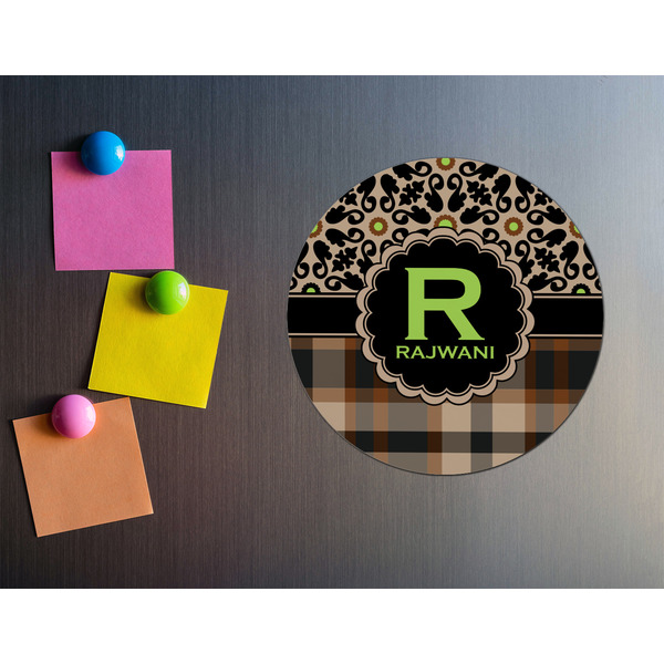 Moroccan Mosaic & Plaid Round Fridge Magnet - LIFESTYLE
