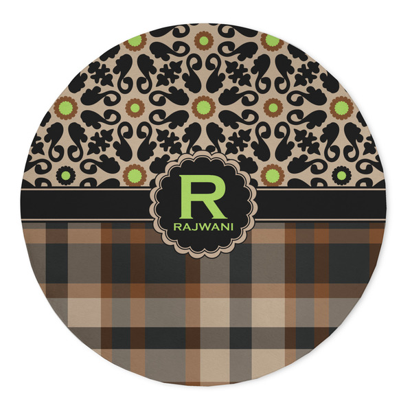 Custom Moroccan Mosaic & Plaid 5' Round Indoor Area Rug (Personalized)