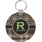 Moroccan Mosaic & Plaid Round Keychain (Personalized)