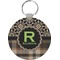 Moroccan Mosaic & Plaid Round Plastic Keychain (Personalized)