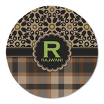 Moroccan Mosaic & Plaid Round Linen Placemat (Personalized)