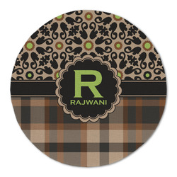 Moroccan Mosaic & Plaid Round Linen Placemat - Single Sided (Personalized)