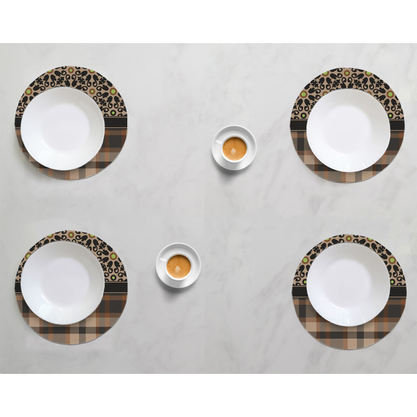 Moroccan Mosaic & Plaid Round Linen Placemats - LIFESTYLE (set of 4)