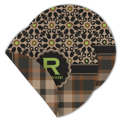Moroccan Mosaic & Plaid Round Linen Placemat - Double Sided (Personalized)