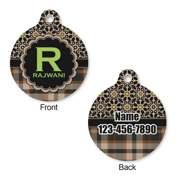 Moroccan Mosaic & Plaid Round Pet ID Tag - Large - Approval