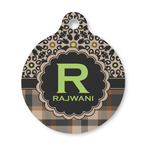 Moroccan Mosaic & Plaid Round Pet ID Tag - Small (Personalized)
