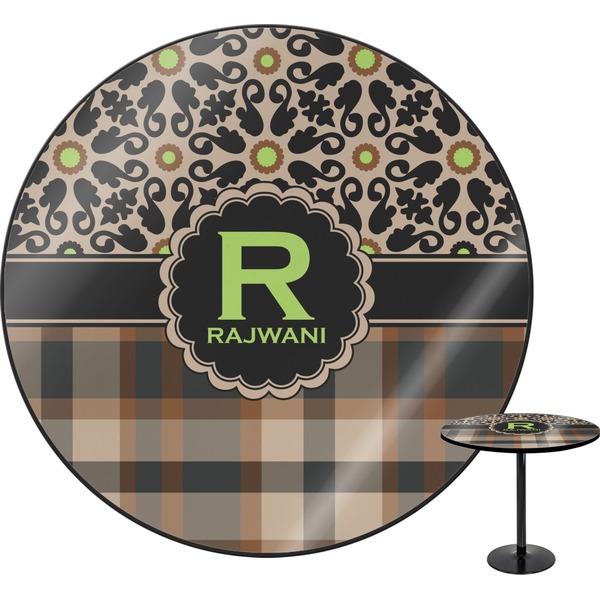 Custom Moroccan Mosaic & Plaid Round Table - 30" (Personalized)
