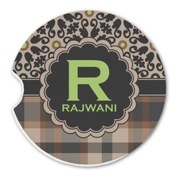 Moroccan Mosaic & Plaid Sandstone Car Coaster - Single (Personalized)