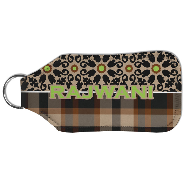 Moroccan Mosaic & Plaid Sanitizer Holder Keychain - Large (Back)